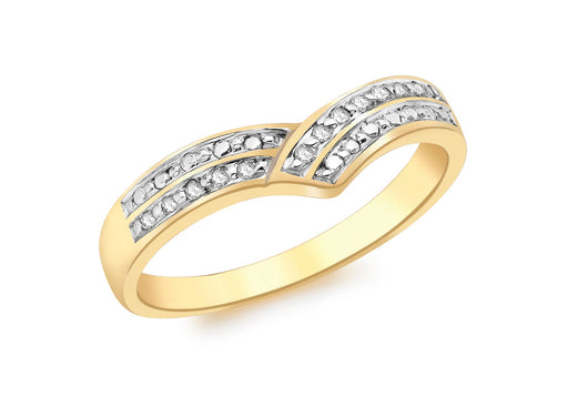 9ct Yellow Gold 0.07t Diamond Crossover Wishbone Ring