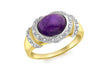 9ct Yellow Gold 0.11t Diamond and Amethyst Ring