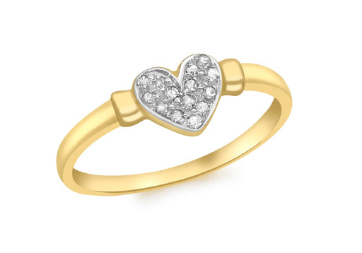 9ct Yellow Gold 0.10ct Diamond Heart Ring