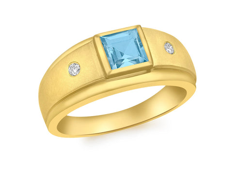 9ct Yellow Gold 0.05t Diamond and Square Topaz Ring