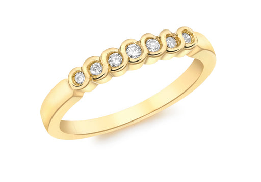 9ct Yellow Gold 0.15t Diamond 7-Stone Ring