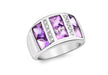 9ct White Gold 0.10ct Diamond and Amethyst Ring
