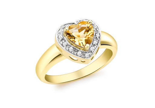 9ct Yellow Gold 0.10ct Diamond and   Heart Ring