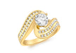 9ct Yellow Gold Double Row Zirconia  Solitaire Twist Ring