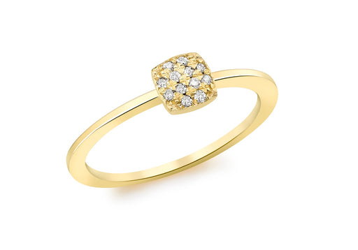 9ct Yellow Gold 0.05t Pave Set Diamond ushion Shaped Ring