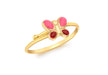 9ct Yellow Gold Pink and Rose Enamel Butterfly Adjustable Ring