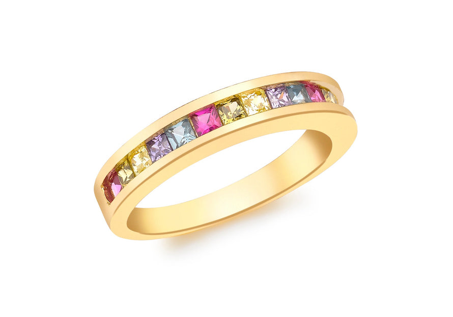 9ct Yellow Gold MultiColoured Zirconia  Eternity Ring