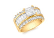 9ct Yellow Gold Square and Baguette Zirconia  Cluster Ring