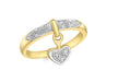 Diamond Heart Drop Ring 9ct Yellow Gold 0.10ct 