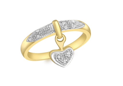 Diamond Heart Drop Ring 9ct Yellow Gold 0.10ct 