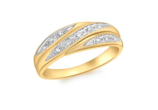 9ct Yellow Gold 0.04t Diamond Wave Ring