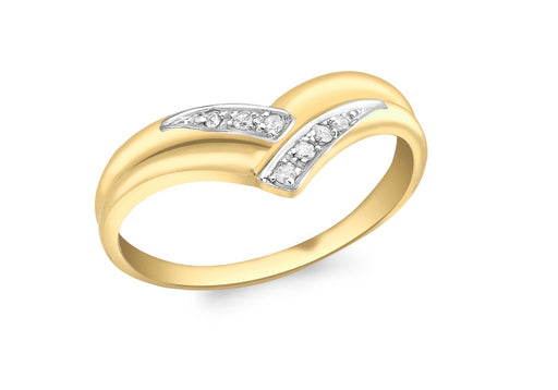 9ct Yellow Gold 0.06t Diamond Wishbone Ring