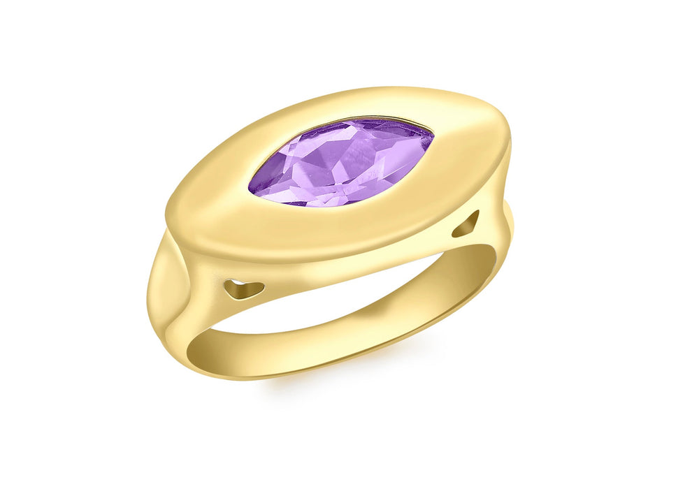 9ct Yellow Gold Marquise Amethyst Ring