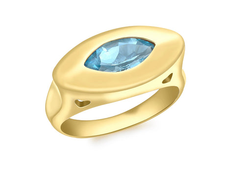 9ct Yellow Gold Marquise Blue Topaz Ring
