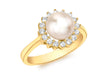 9ct Yellow Gold Zirconia  and Pearl Ring