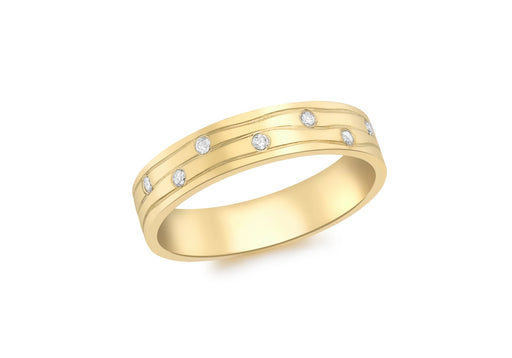9ct Yellow Gold 0.05t Diamond Set Band Ring