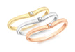 9ct 3-Colour Gold 0.03ct Diamond Set of 3 Wave Rings