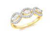 9ct Yellow Gold Triple Zirconia  Elliptic Ring