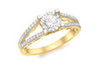 9ct Yellow Gold Zirconia  Patterned Shoulder Ring
