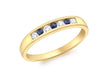 9ct Yellow Gold Blue Zirconia  and White Zirconia  Channel Set Ring