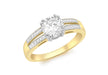 9ct Yellow Gold Zirconia  Claw and Pave Set Ring