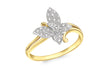 9ct Yellow Gold 0.11ct Diamond Butterfly Ring