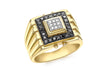 9ct Yellow Gold 0.35t Black and White Diamond Men's Ring