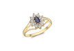 9ct Yellow Gold Blue and White Zirconia  Flower Cluster Ring