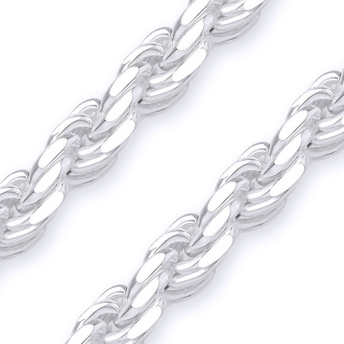 Sterling Silver Solid 100 Diamond Cut Rope Chain