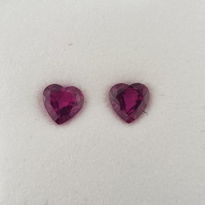 1.02ct Pair of Heart Shape Rubies 4.5x4.5mm - Dynagem 