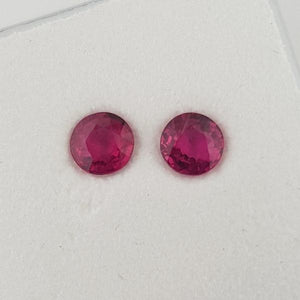 0.87ct Pair of Round Faceted Rubies 4.5mm - Dynagem 