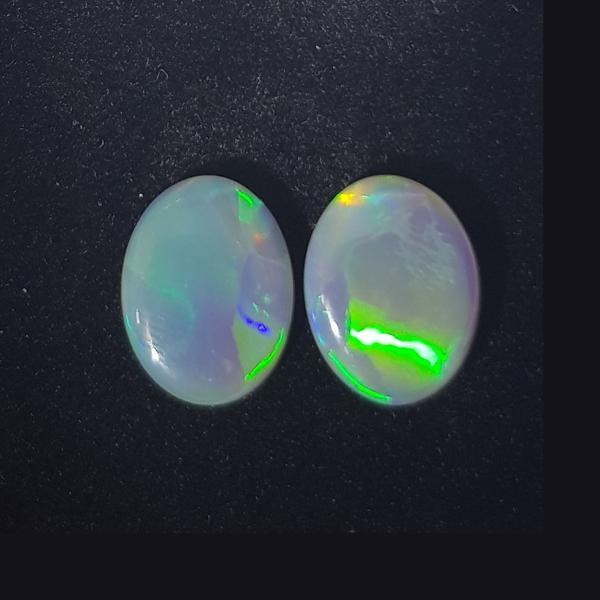 5.27ct Pair of Oval Cabochon Opals 12.1x9.4mm - Dynagem 