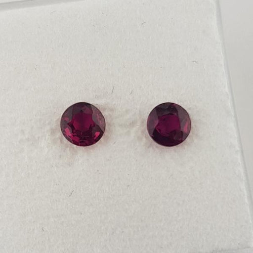 0.66ct Pair of Round Faceted Rubies 3.8mm - Dynagem 