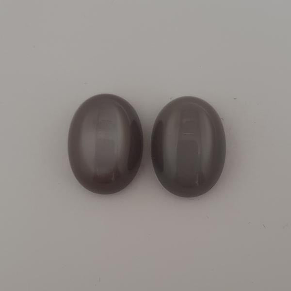 18.15ct Pair of Oval Cabochon Grey Moonstones 16x12mm - Dynagem 