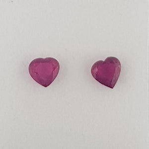 1.05ct Pair of Heart Shape Rubies 5x4.8mm - Dynagem 
