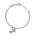 Sterling Silver 0.01ct Chain Bracelet with Flower and Diamond-Set Heart Charms 