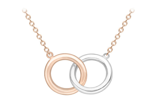 9ct 2-Colour Gold 11.5mm Interloked Rings Necklace  43m/17"-46m/18"9