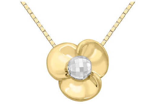 9ct 2-Colour Gold Flower Pendant on Box Chain Necklace  46m/18"9