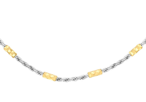9ct 2-Colour Gold Diamond Cut Rope and Bar Chain 41m/16"9
