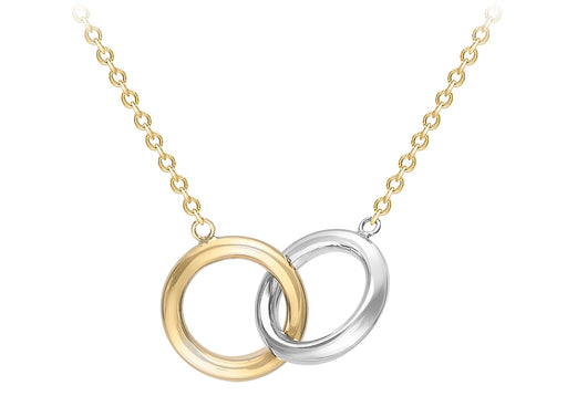 9ct 2-Colour Gold 11.8mm Linked Rings Adjustable Necklace  43m/17"-46m/18"9
