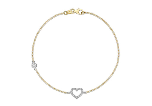9ct 2-Colour Gold Zirconia  and Zirconia  Heart Bracelet 19m/7.5"9