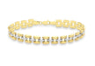 9ct 2-Colour Gold Diamond Cut and Satin Polished Brick Link Bracelet 20m/8"9