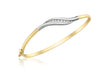 9ct 2-Colour Gold Zirconia  Wave Flexible Bangle