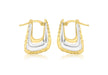 9ct 2-Tone Gold Textured Retangle Eletroform Hoop Earrings