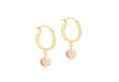 9ct 2-Colour Gold Diamond Cut Hoop & Ball Earrings