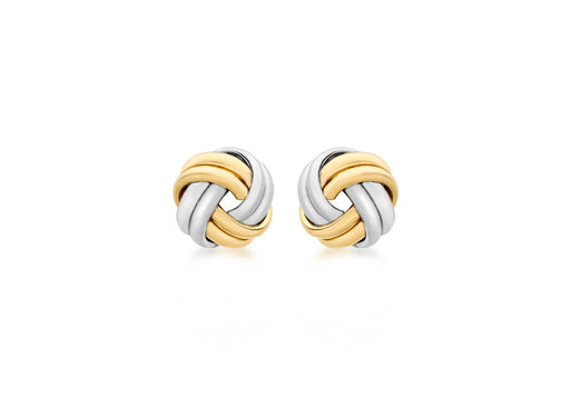 9ct 2-Colour Gold 8mm Knot Stud Earrings