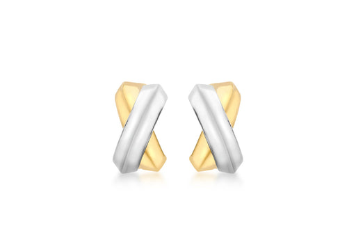 9ct 2-Colour Gold Crossover Kiss Stud Earrings