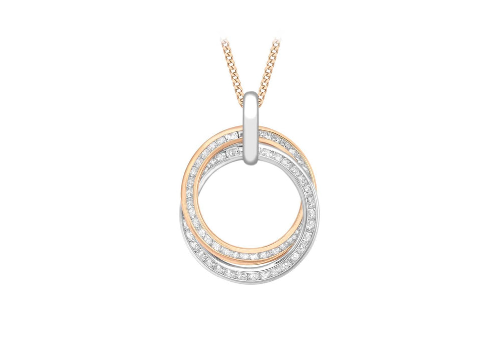 9ct White and Rose Gold Zirconia  15mm x 21mm Rings Pendant
