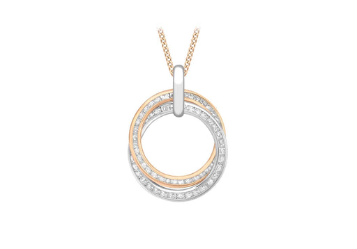 9ct White and Rose Gold Zirconia  15mm x 21mm Rings Pendant
