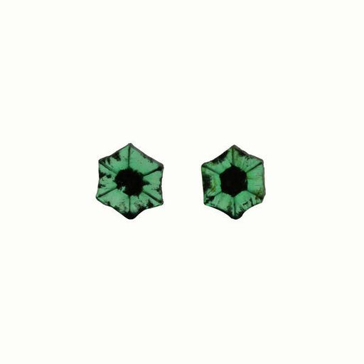 3.51ct Pair of Trapiche Emerald Slices 9mm - Dynagem 